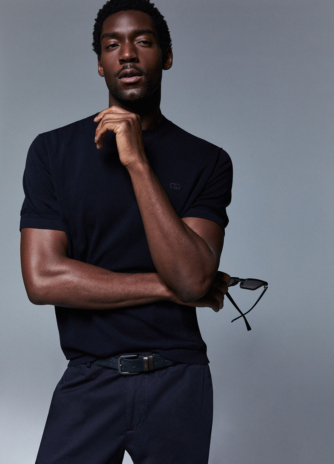 T-shirt in cr&ecirc;pe di cotone blu scuro Liu Jo - large image number 3