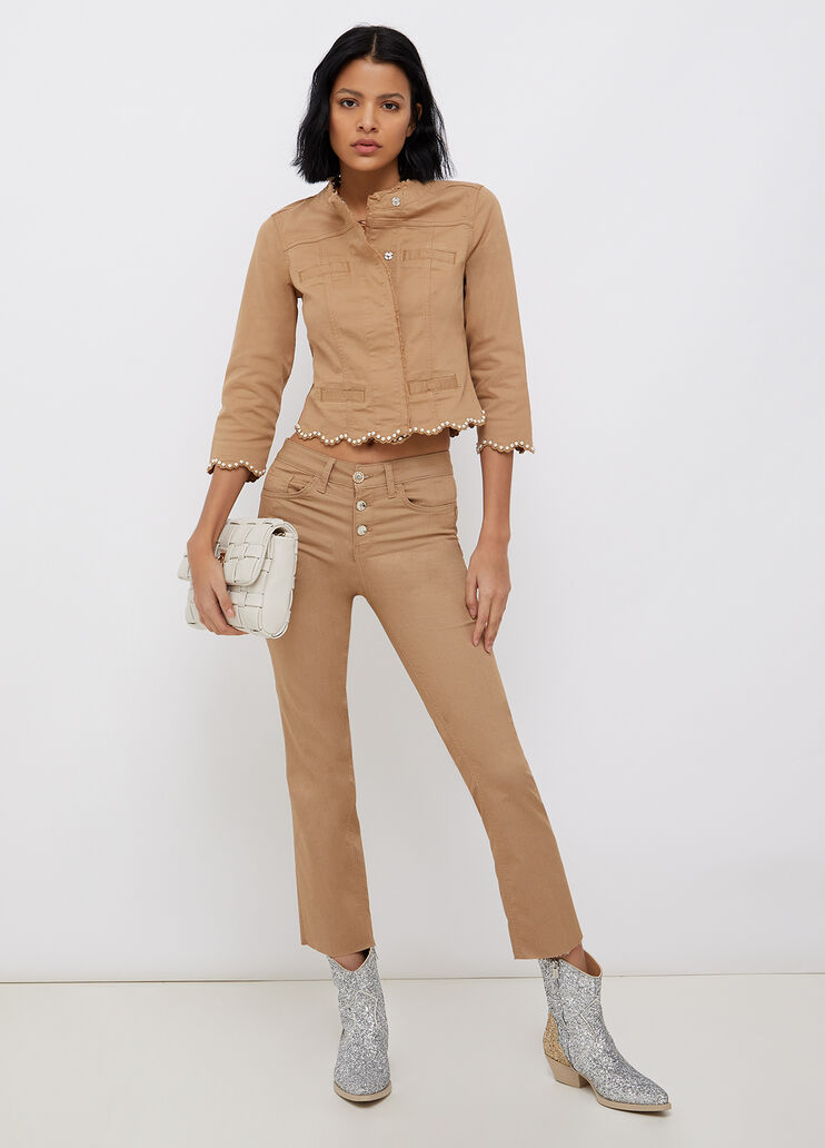 Bootcut trousers with jewel buttons camel Liu Jo - large image number 3