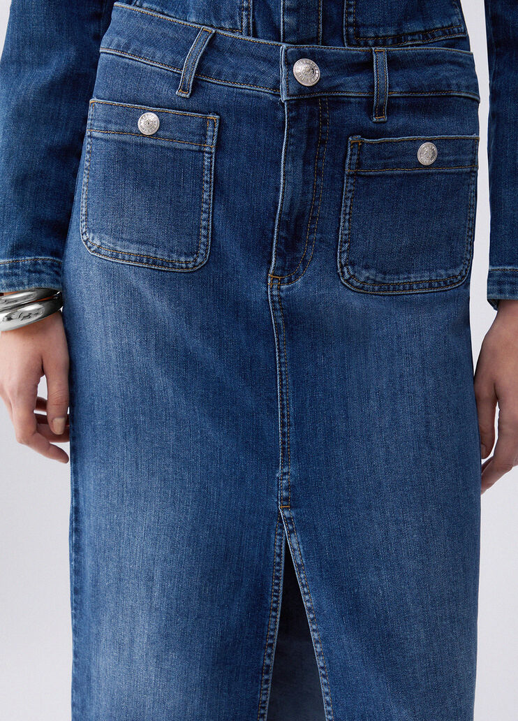 Denim midi skirt dark blue denim Liu Jo - large image number 4
