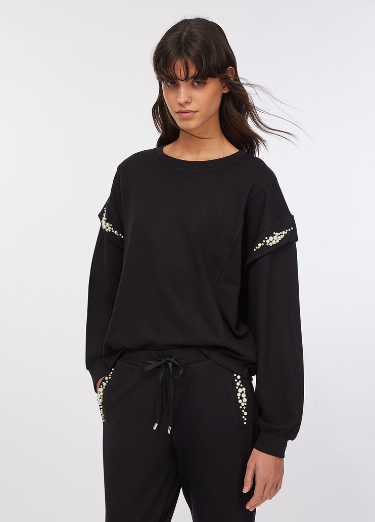 Sweatshirt with maxi beads black Liu Jo - large image number 0