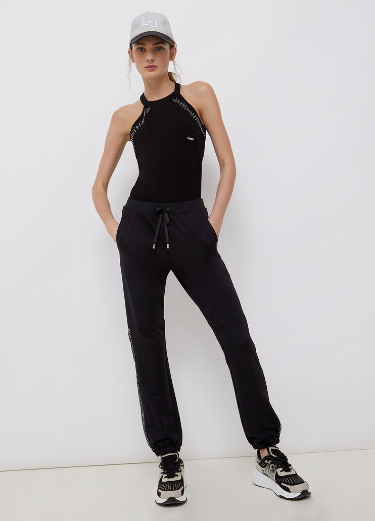 Trousers with mesh inserts black Liu Jo - large image number 3 Trousers with mesh inserts black Liu Jo - large image number 3