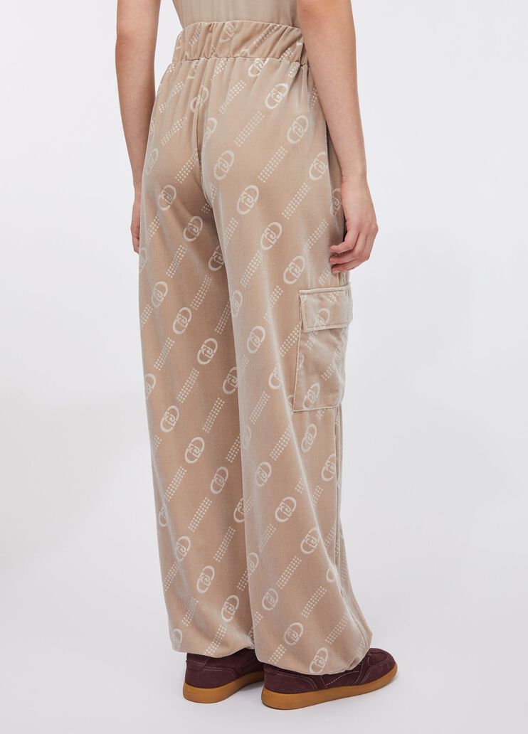 Pantalon jogging en chenille avec logo champagne et Liu Jo Liu Jo - medium
