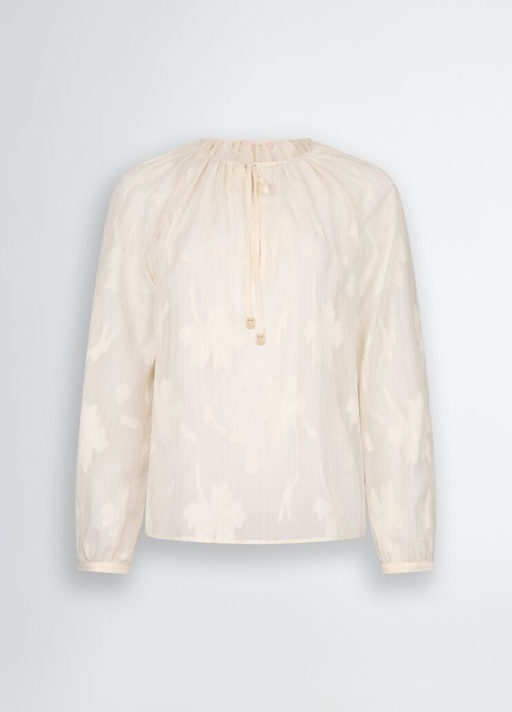 Floral lurex® blouse light beige Liu Jo - large image number 6 Floral lurex® blouse light beige Liu Jo - large image number 6