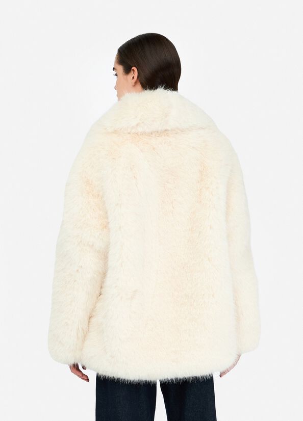 Faux fur coat milk Liu Jo - large image number 1