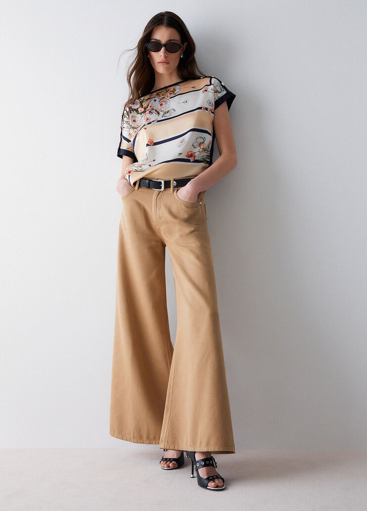 Super-flared high-rise trousers light beige Liu Jo - medium