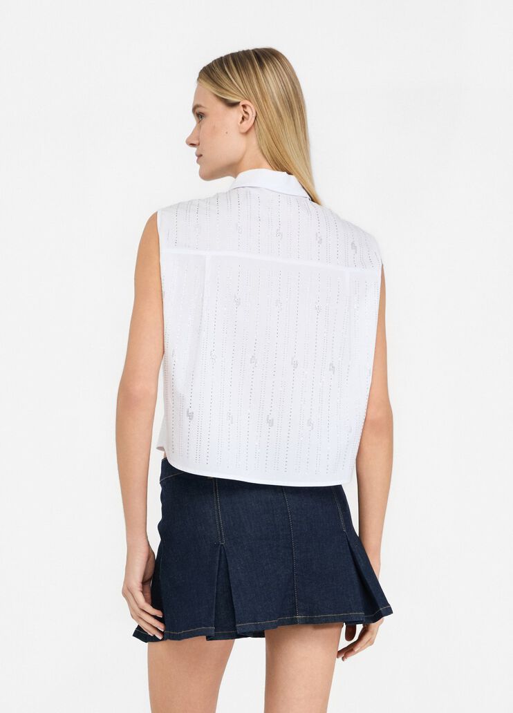 Cotton top with rhinestones white Liu Jo - large image number 1