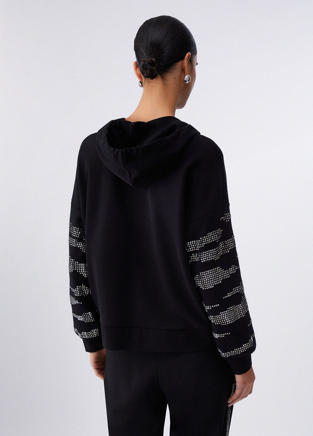 Hooded sweatshirt with appliqu&eacute;s black Liu Jo - large image number 1