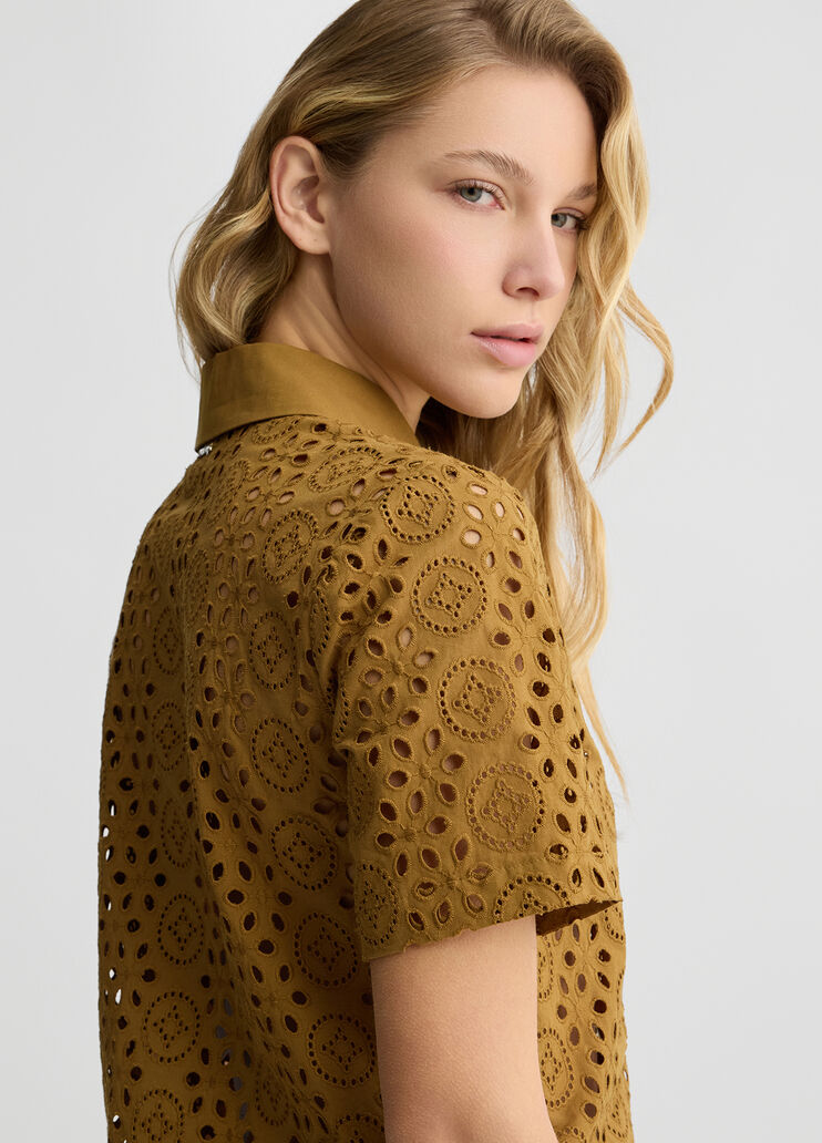 Cropped sangallo shirt caramel Liu Jo - large image number 3 Cropped sangallo shirt caramel Liu Jo - large image number 3