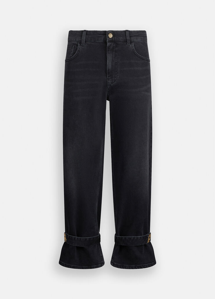 Джинсы-бананы с высокой посадкой черный деним Liu Jo - large image number 6