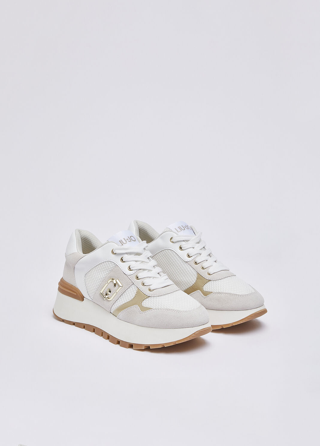 Plateau-Sneaker aus Veloursleder und Mesh Wei&szlig; Liu Jo - large image number 1