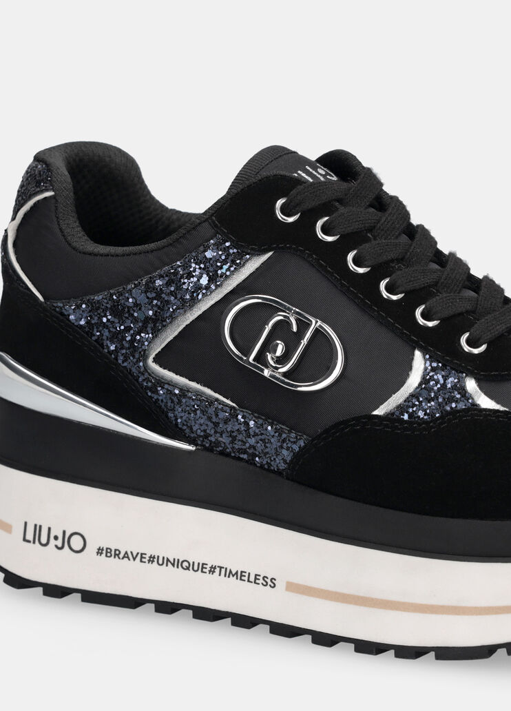 Glitter and nylon super-platform sneakers black Liu Jo - large image number 6