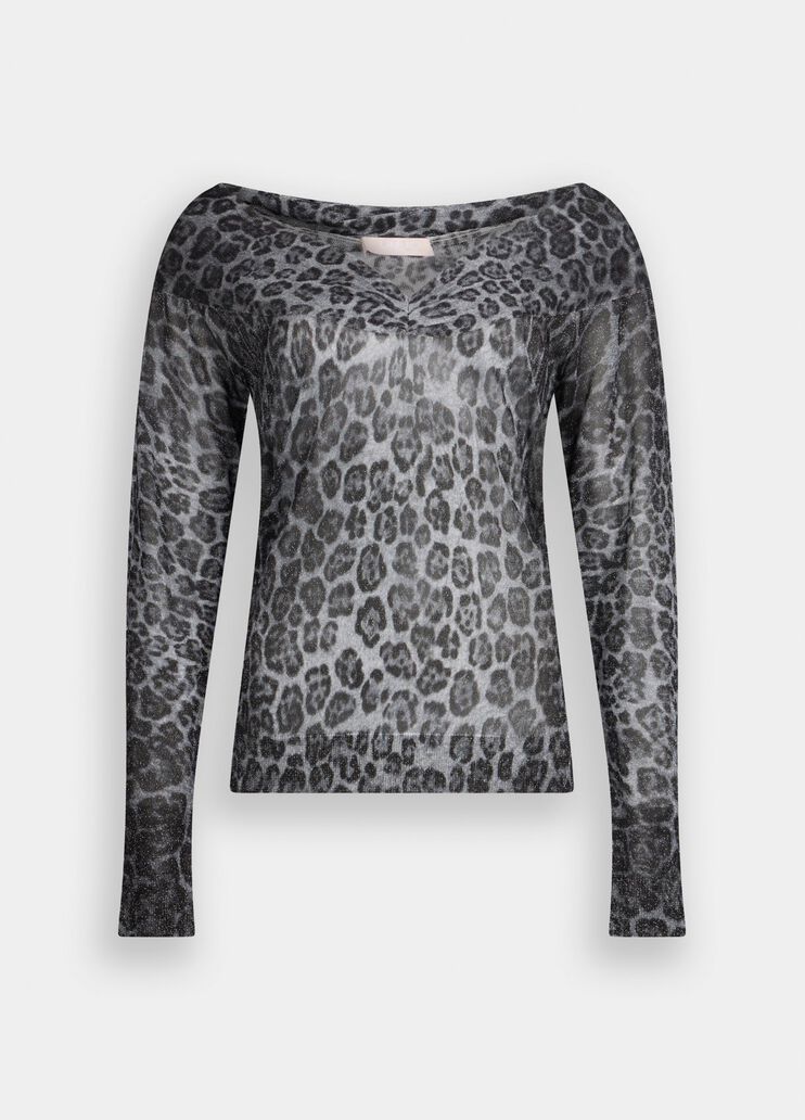 Pull à encolure en V animalier gris Liu Jo - large image number 6