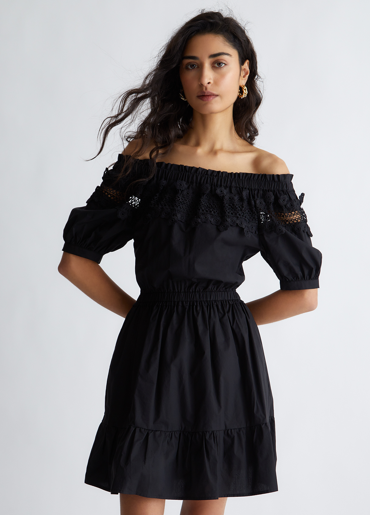 Liujo Robe En Popeline Avec Dentelle