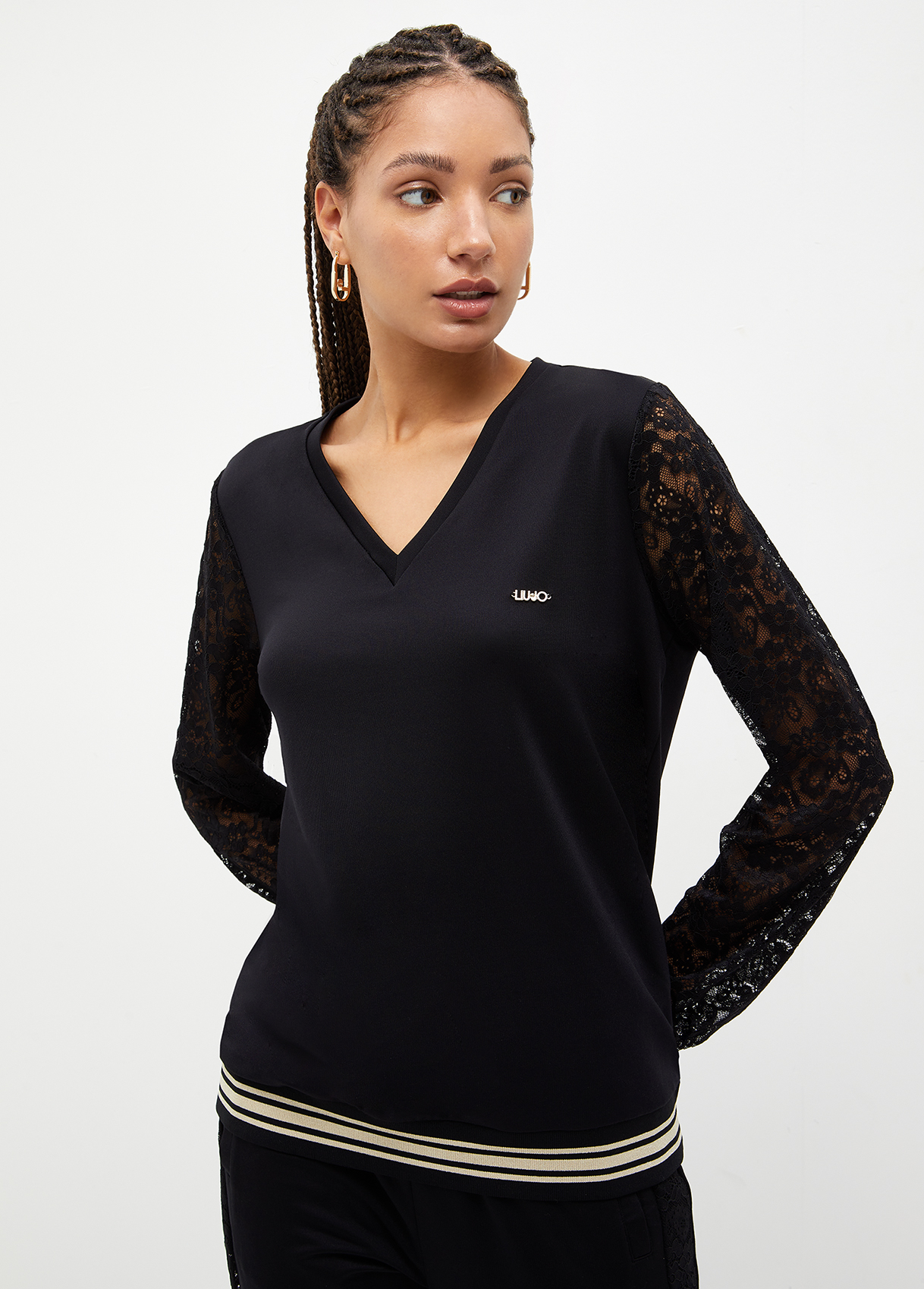 Liujo Sweat Avec Manches En Dentelle