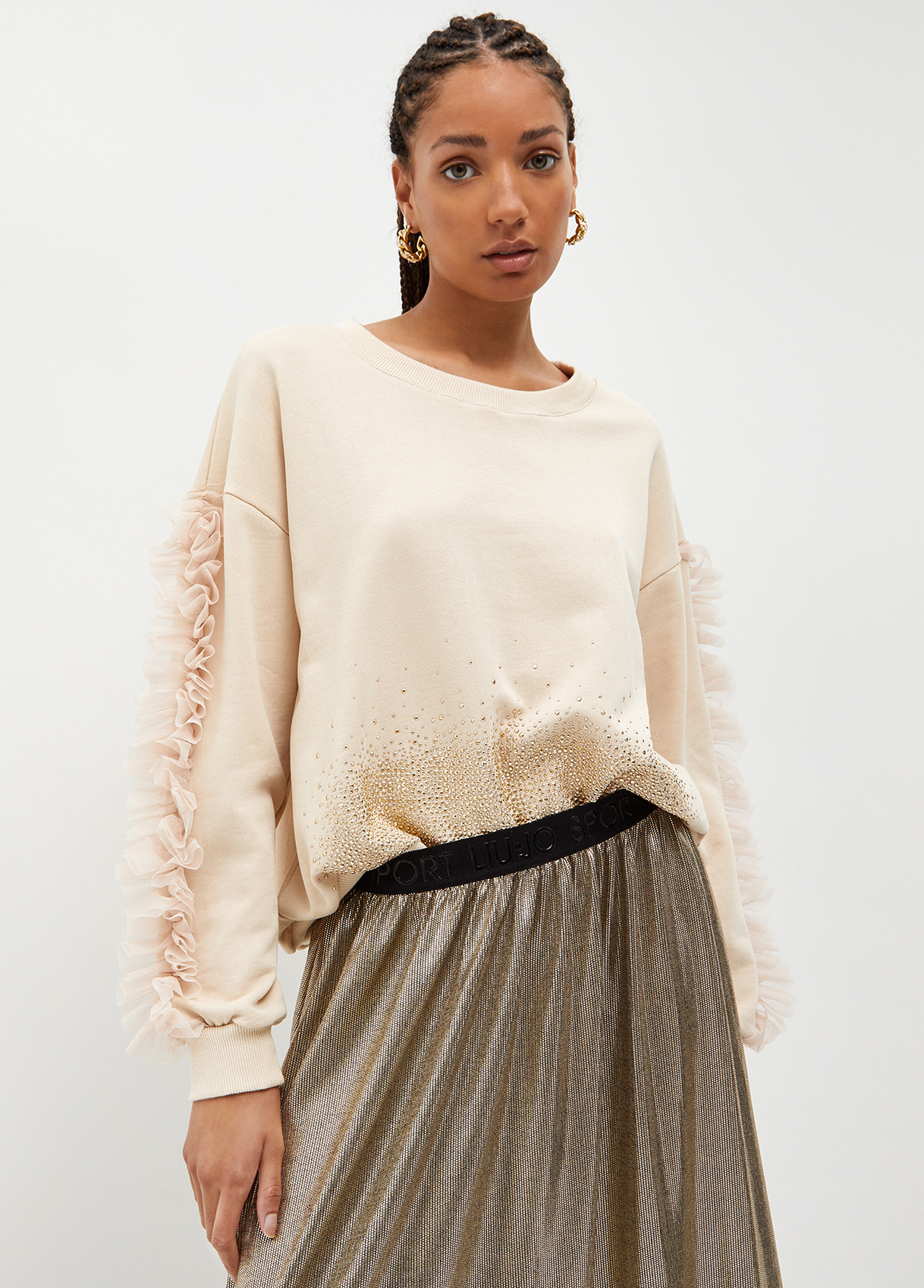Liujo Sweat Avec Strass Et Tulle