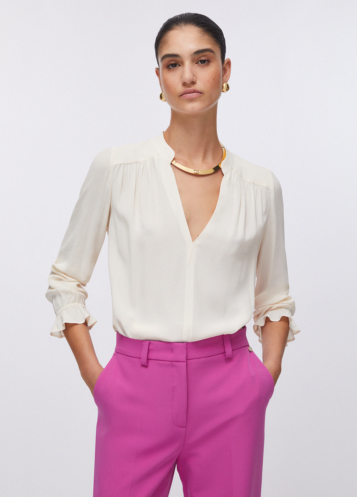 Liu Jo Donna Vaniglia Blusa In Georgette