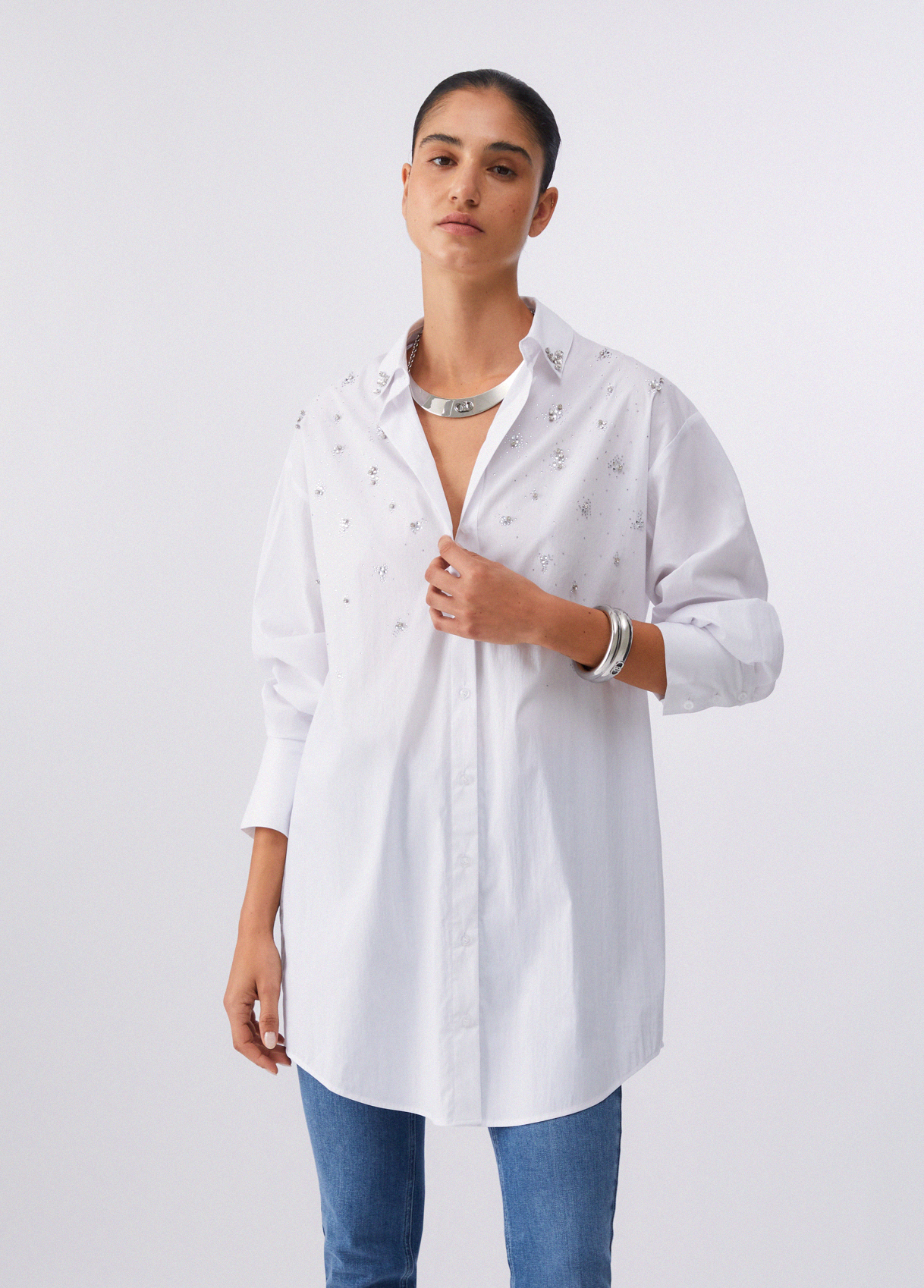 Liu Jo Shirt Dress With Bejewelled Embellishment