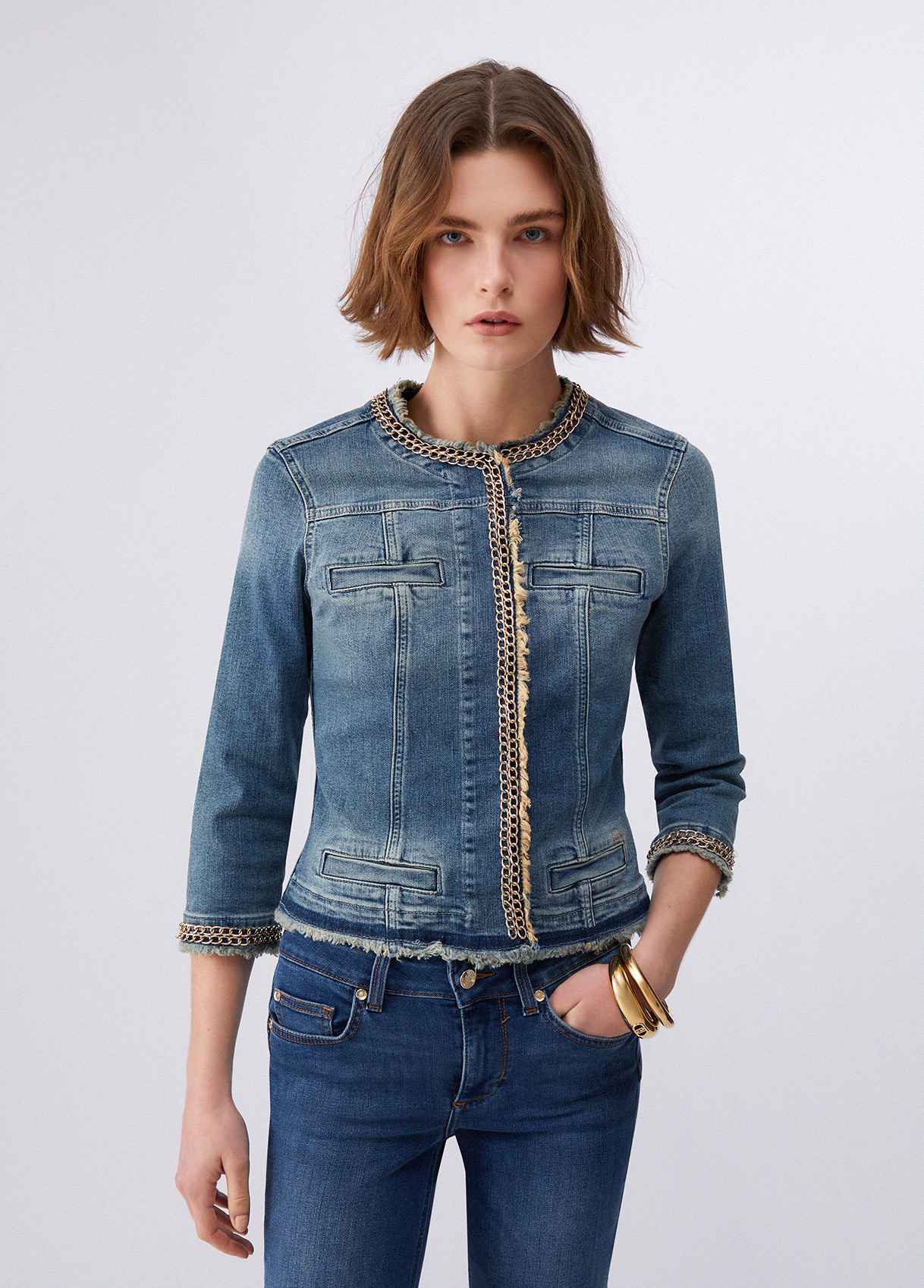 Liu Jo Denim Jacket With Jewel Chains