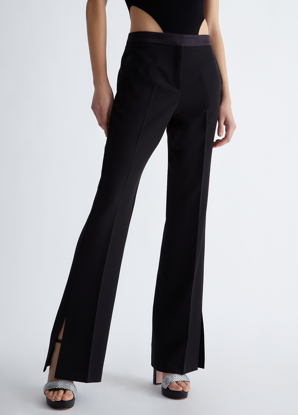 Liujo Pantalon Élégant Noir Avec Fente