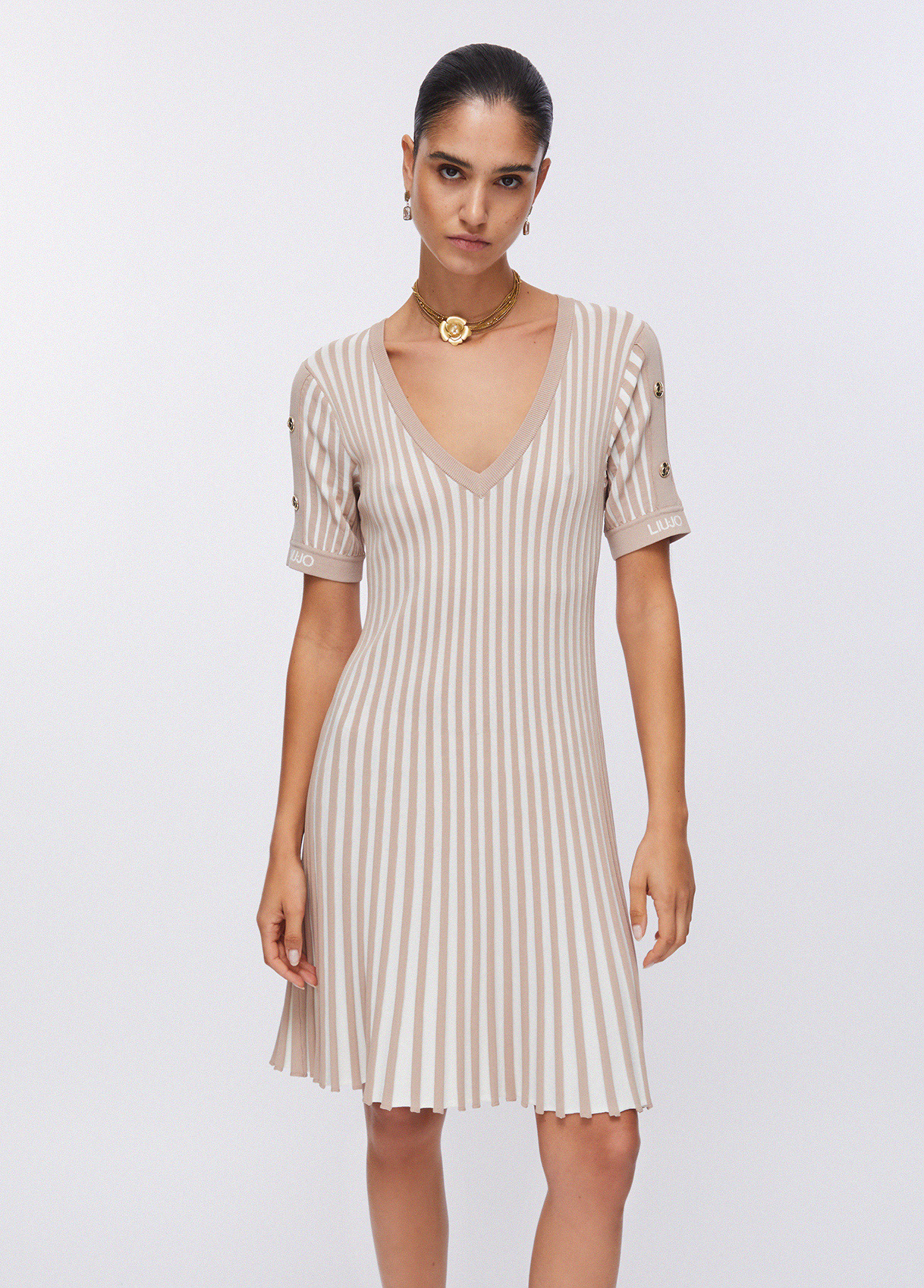 Liujo Damski Beżowy Liu Jo Short Knit Dress