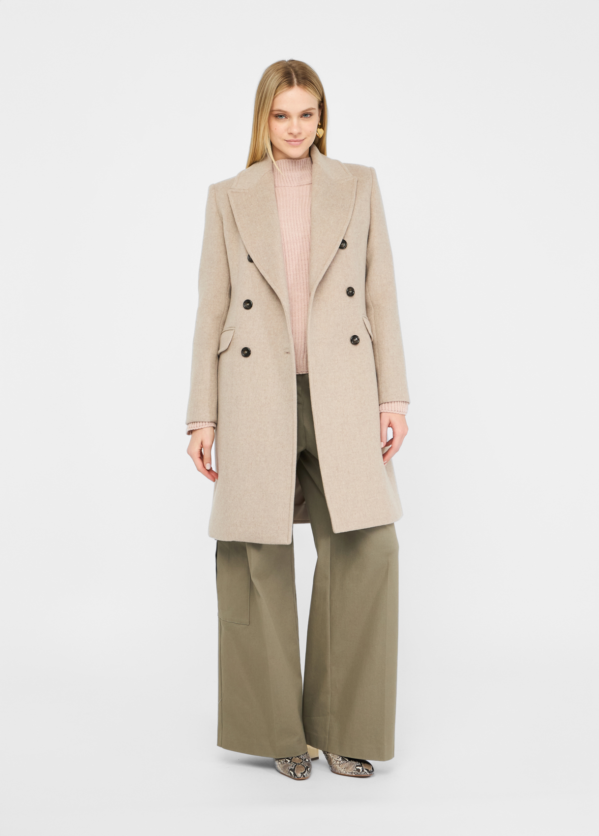 Double-breasted wool coat colour beige | Liu Jo