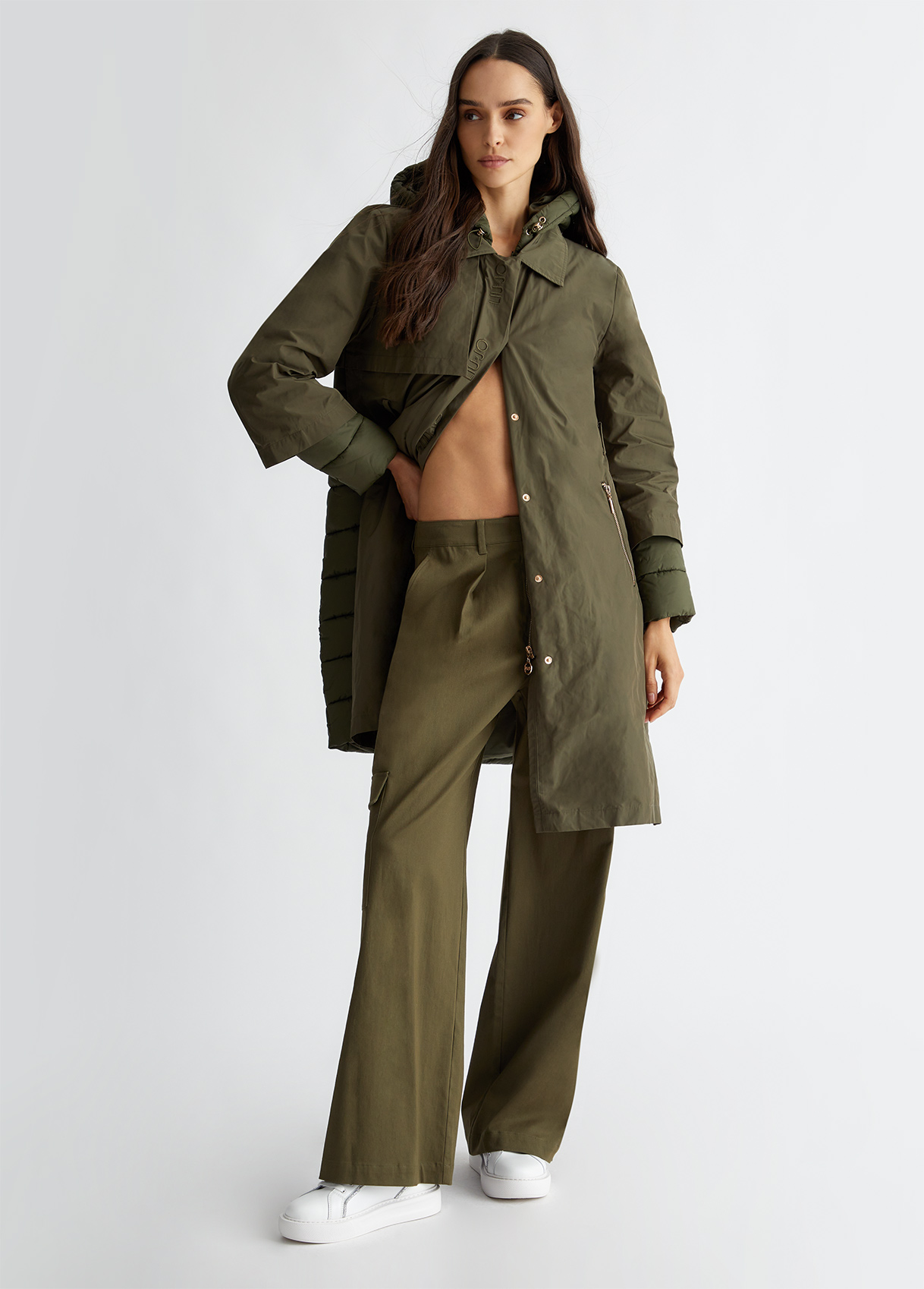 Wattierter Mantel aus Nylon Farbe Olivgrün | Liu Jo 