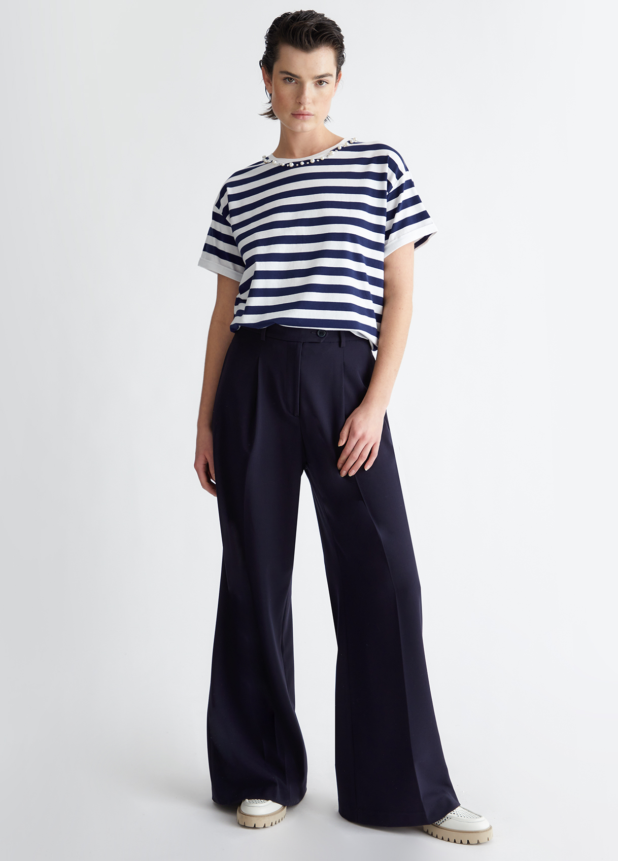 Palazzo-Hose aus Twill Farbe Marineblau | Liu Jo