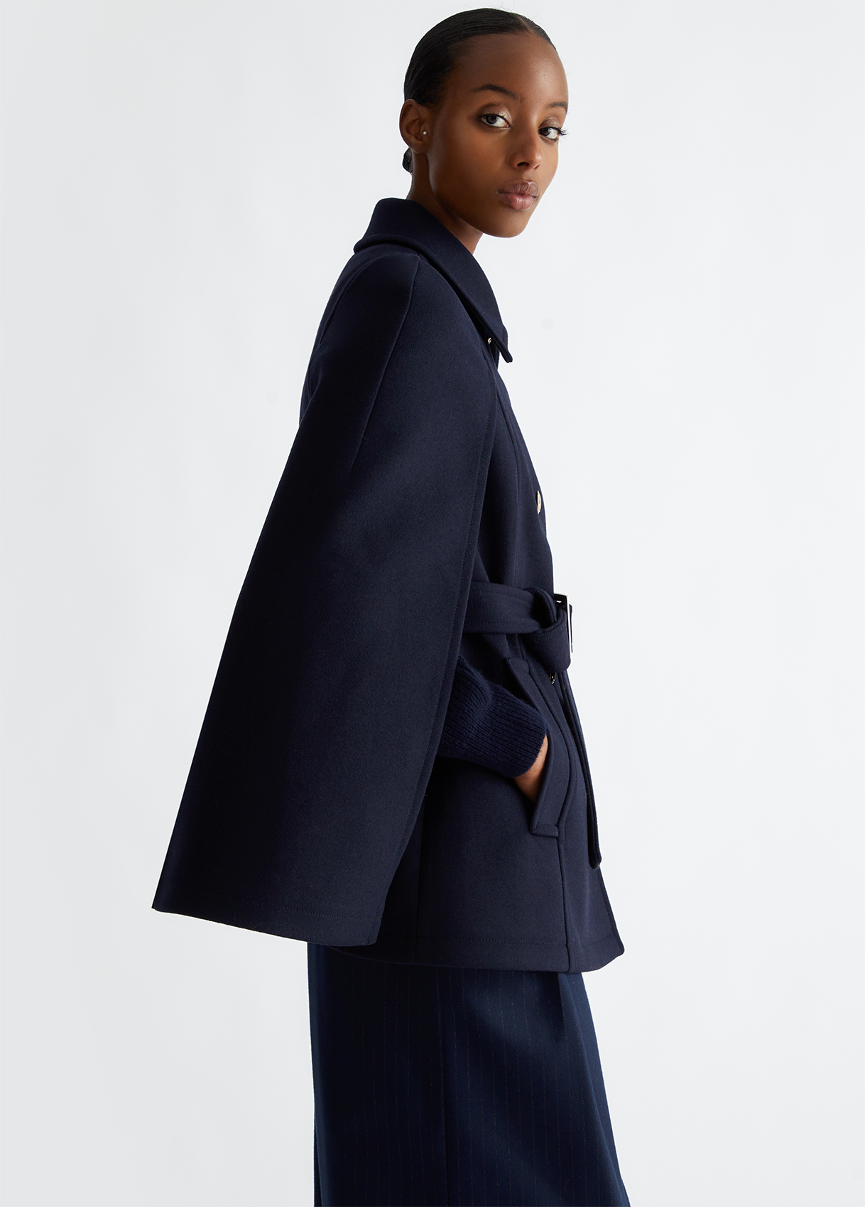 タグ付き】riu ケープコートBrushed back cape coat