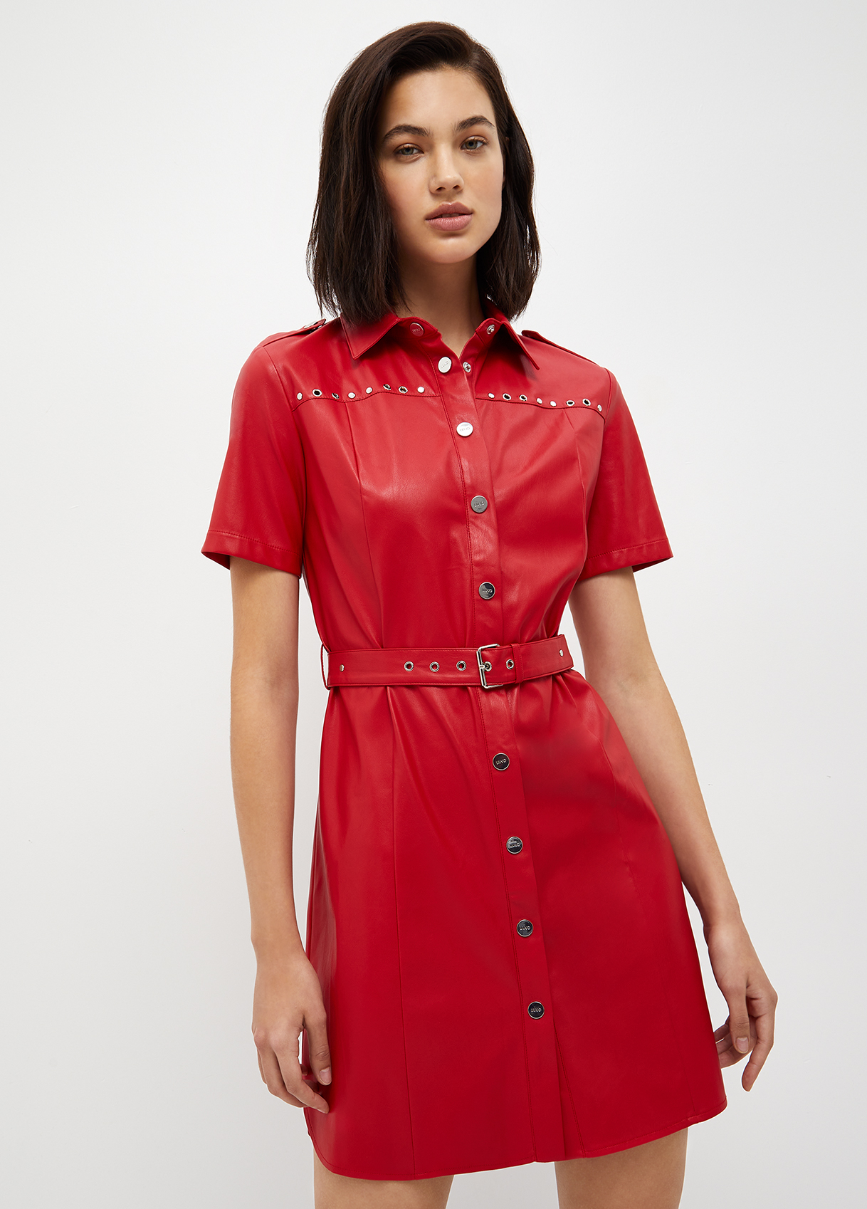 Liujo Robe Chemise En Tissu Enduit