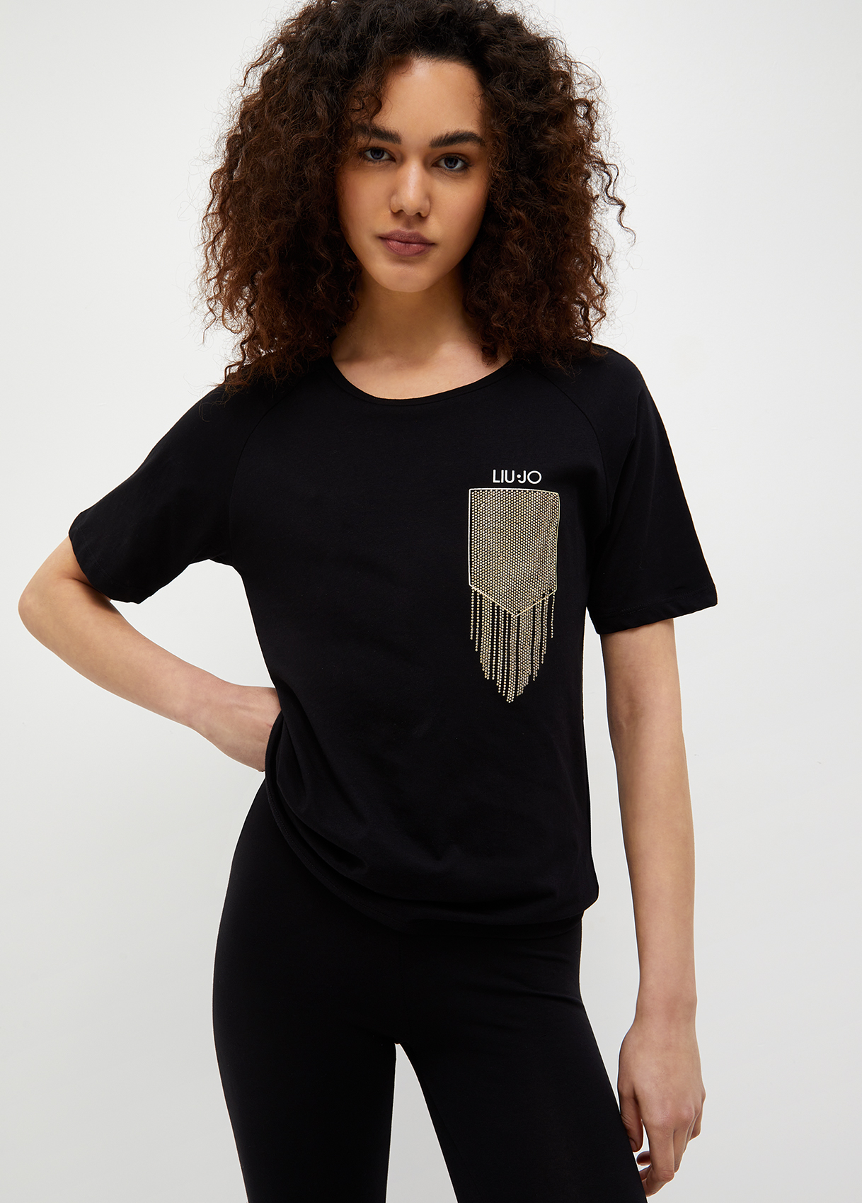 Liujo T-shirt Noir Écoconçu Avec Strass
