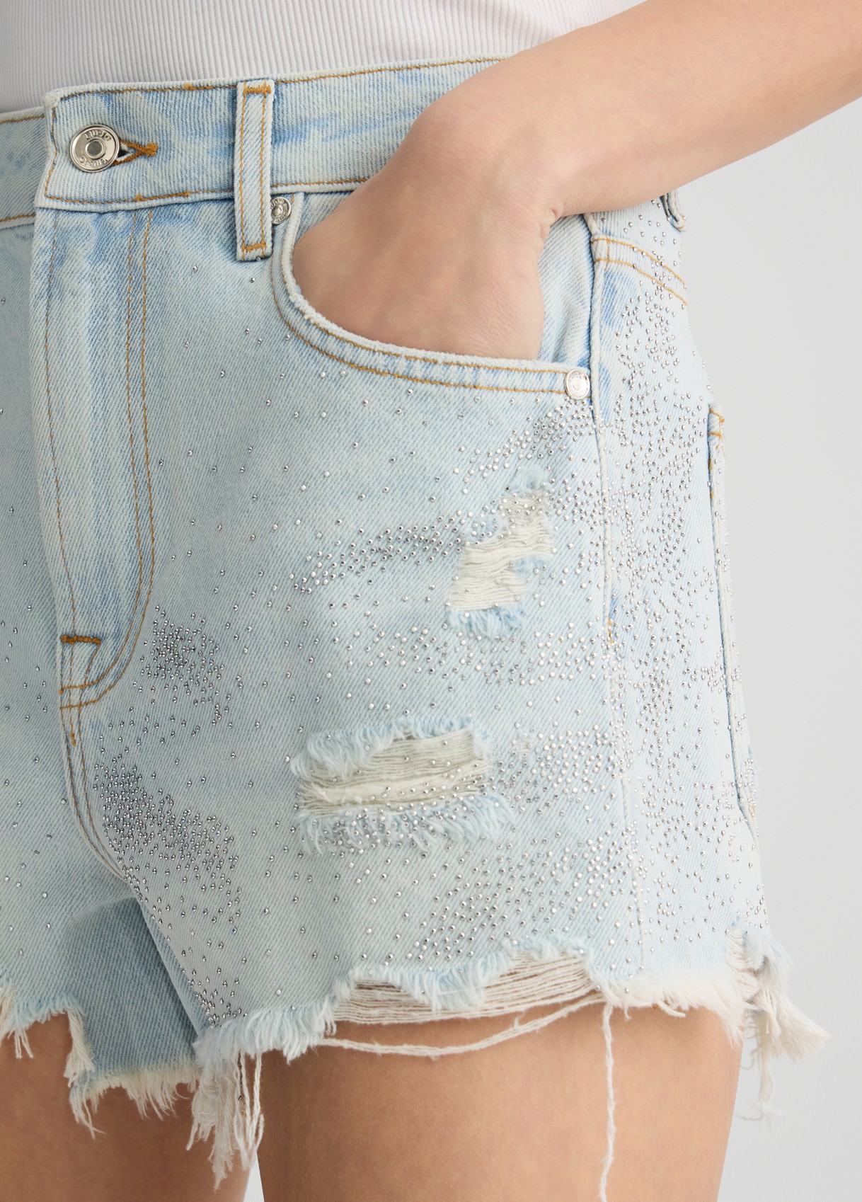 ショートパンツ LIU JO Woman Short Denim UA5253D0238 78856 Denim shorts with gemstones colour blue denim | Liu Jo