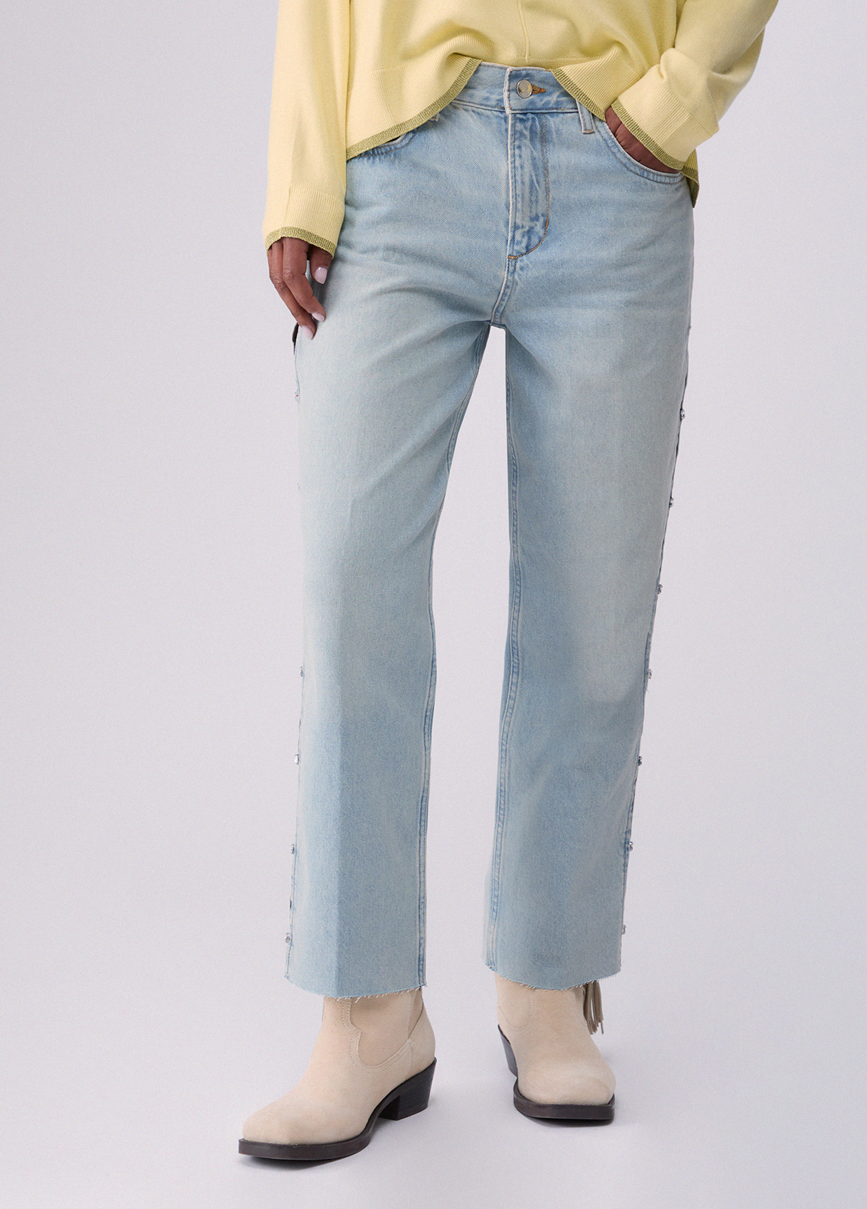 Liu Jo Unisex Denim Azul Vaqueros Rectos Con Strass