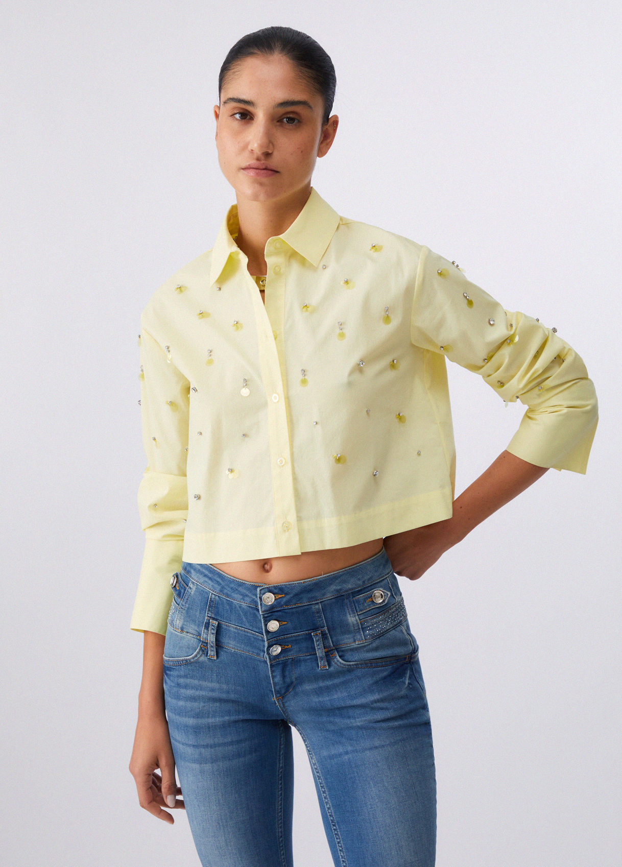 Liu Jo Boxy Shirt With Bejewelled Embellishment