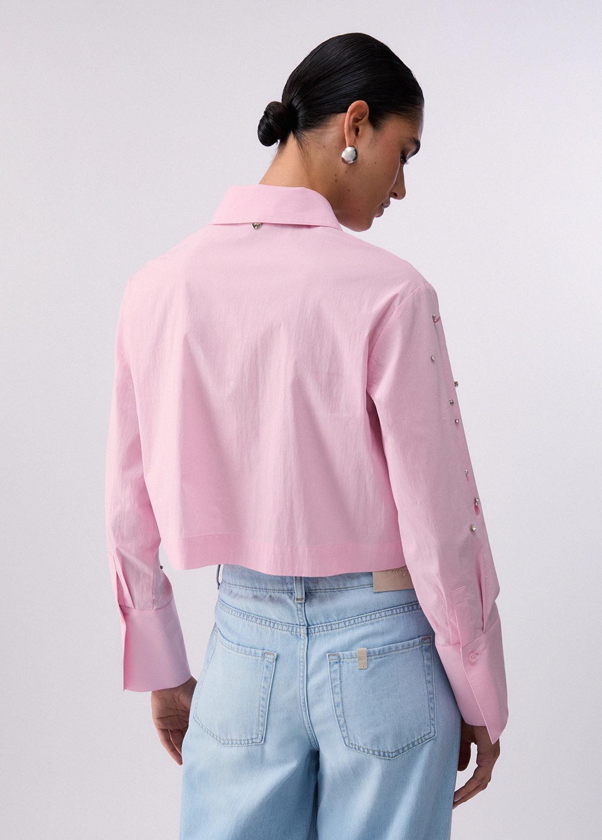 Boxy shirt with bejewelled embellishment colour powder pink | Liu Jo