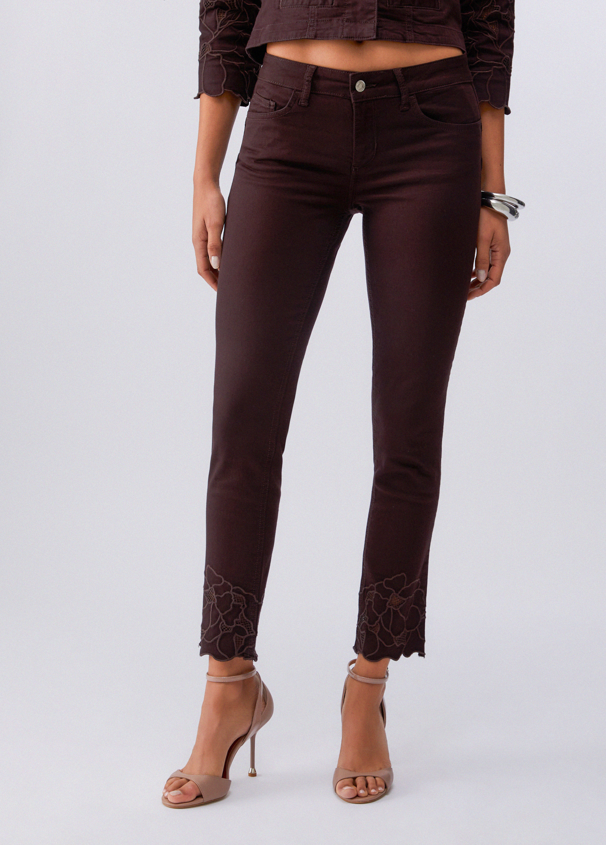 Liu Jo Skinny Trousers With Broderie Anglaise