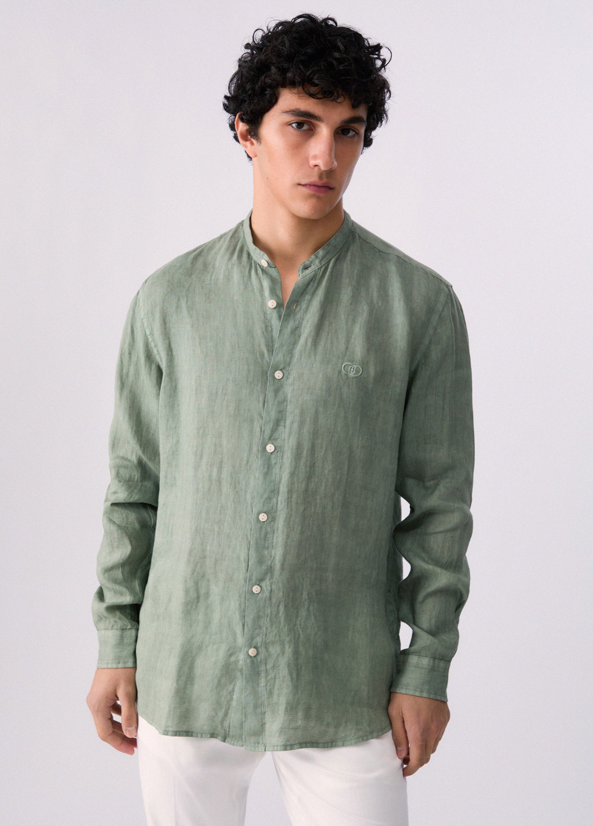 Liu Jo 100% Linen Mandarin-collar Shirt