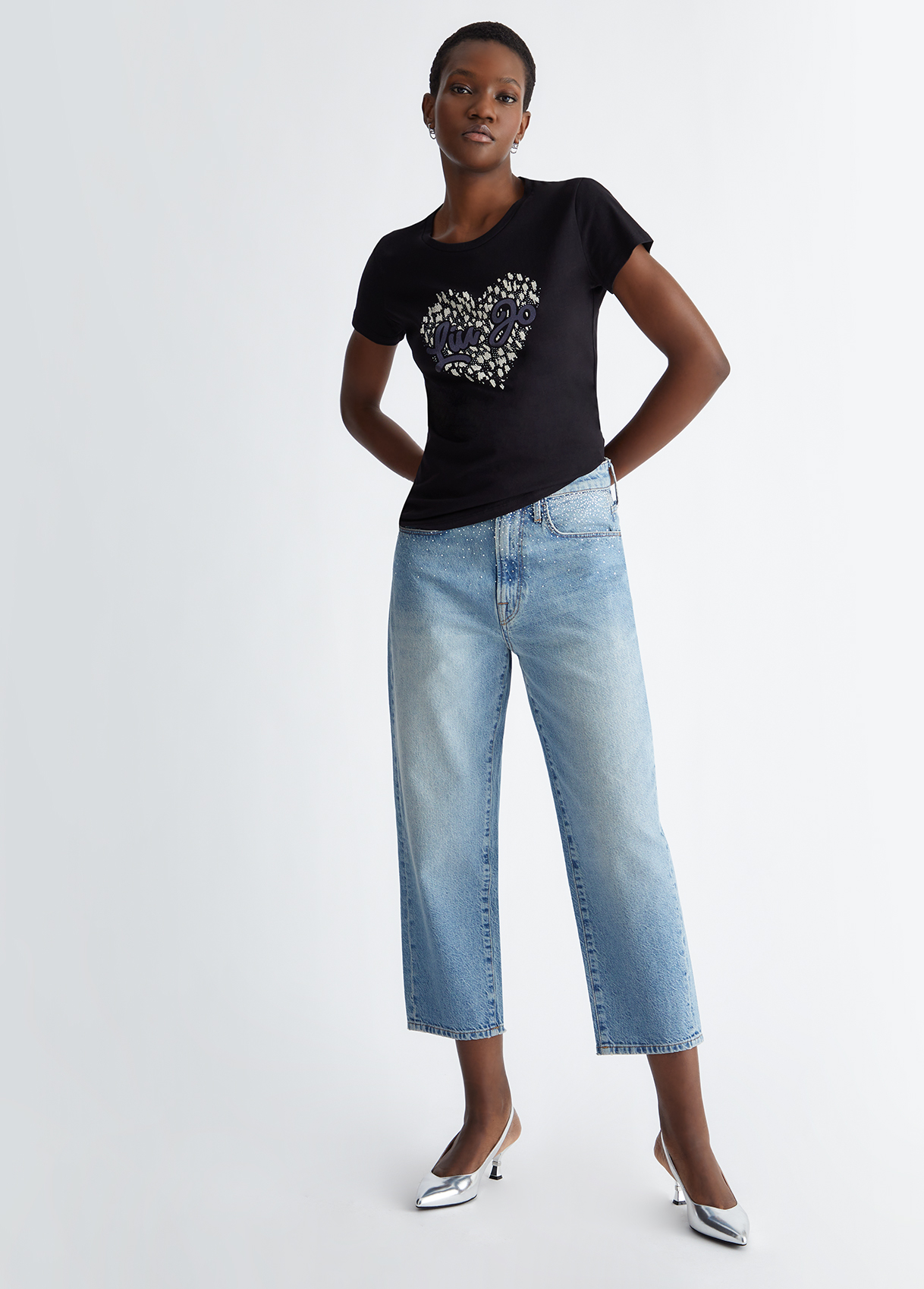 T-Shirt mit Herz und Strass Farbe Herz | Liu Jo