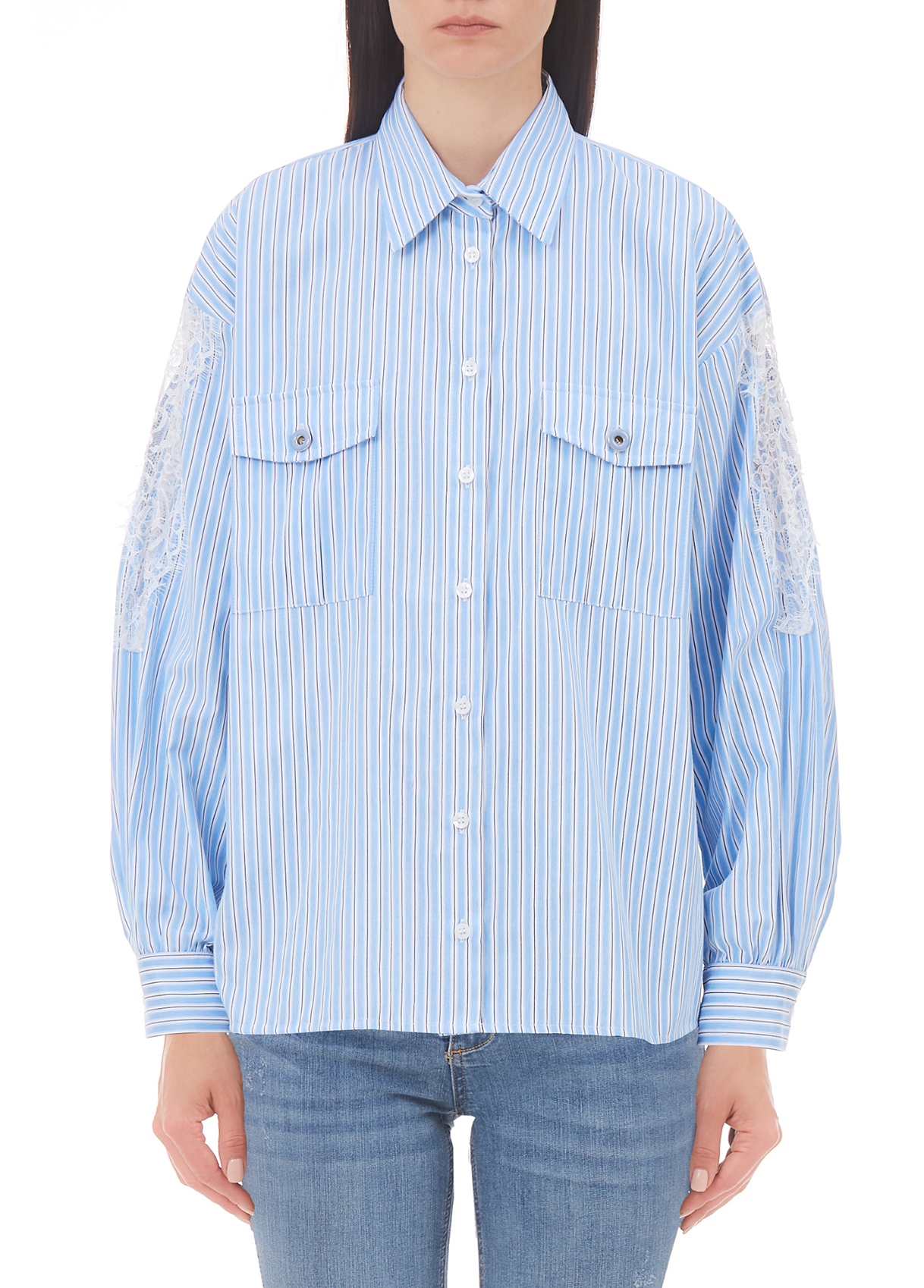 Liujo Chemise À Rayures Avec Dentelle