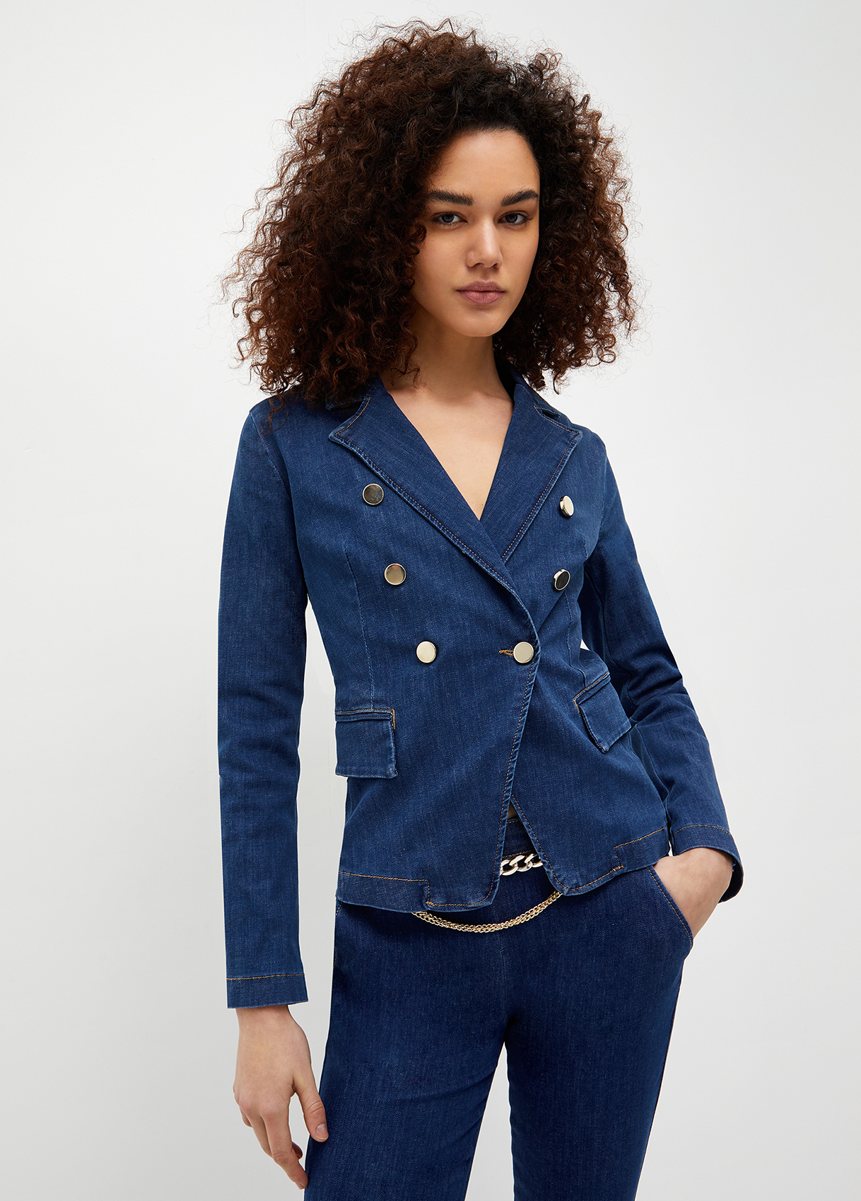 Liujo Blazer Croisé En Toile Denim