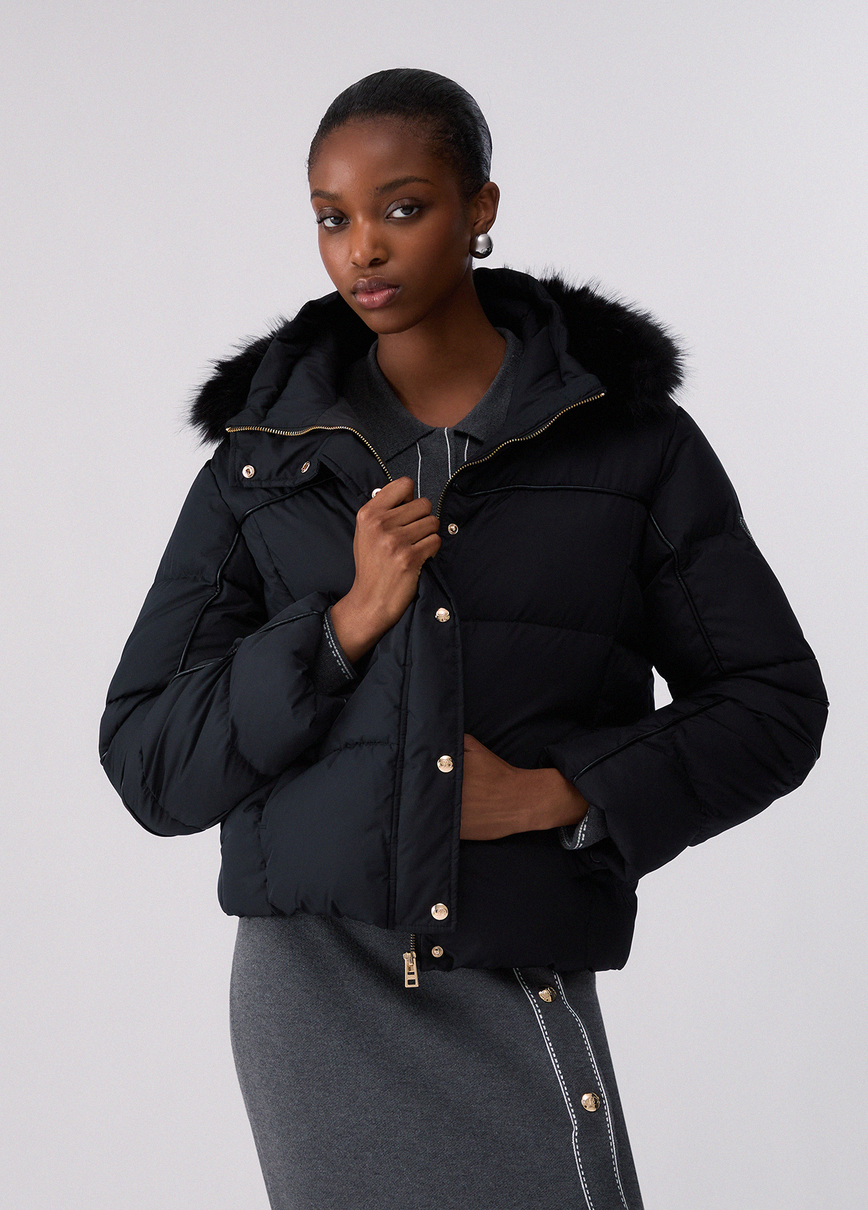 Liu Jo Quilted Down Jacket With Teddy Collar