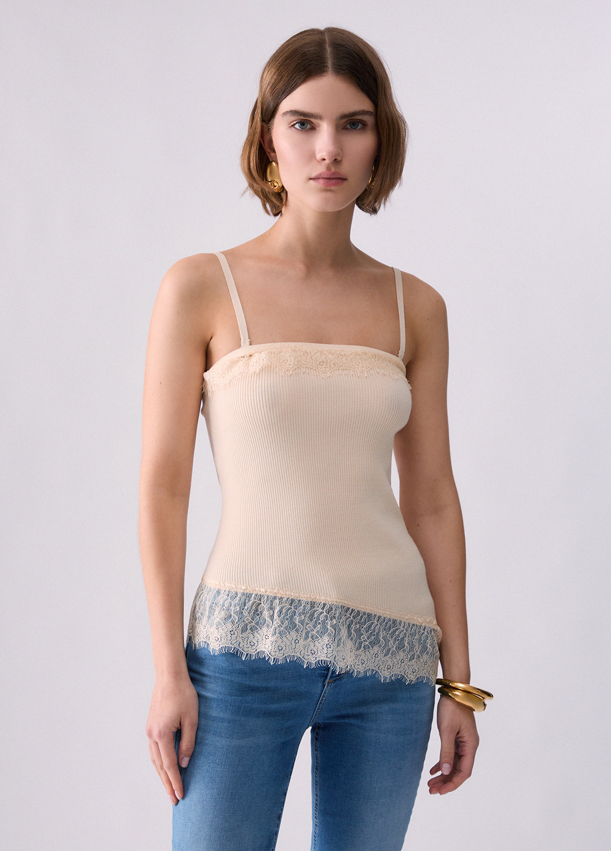 Liu Jo Asymmetric Top With Lace Details