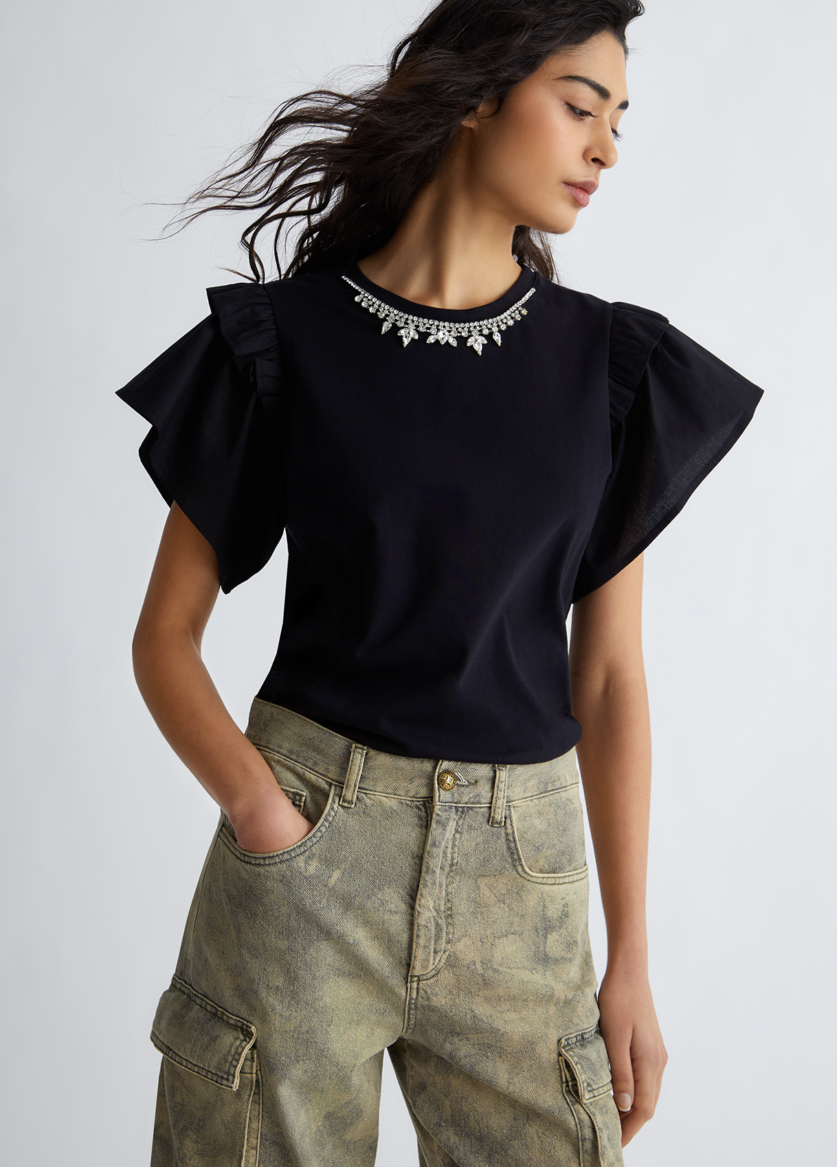 Liujo T-shirt Avec Broderies De Pierres