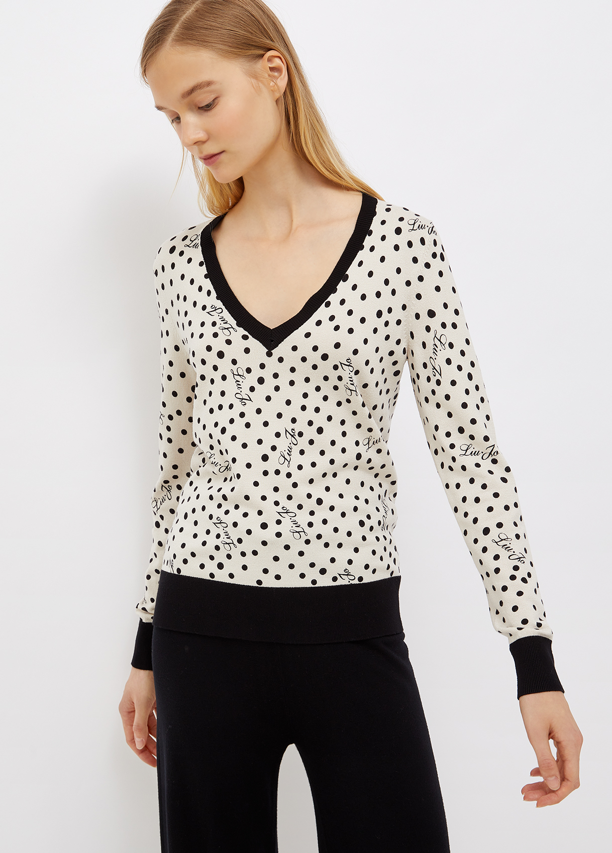 white polka dot jumper
