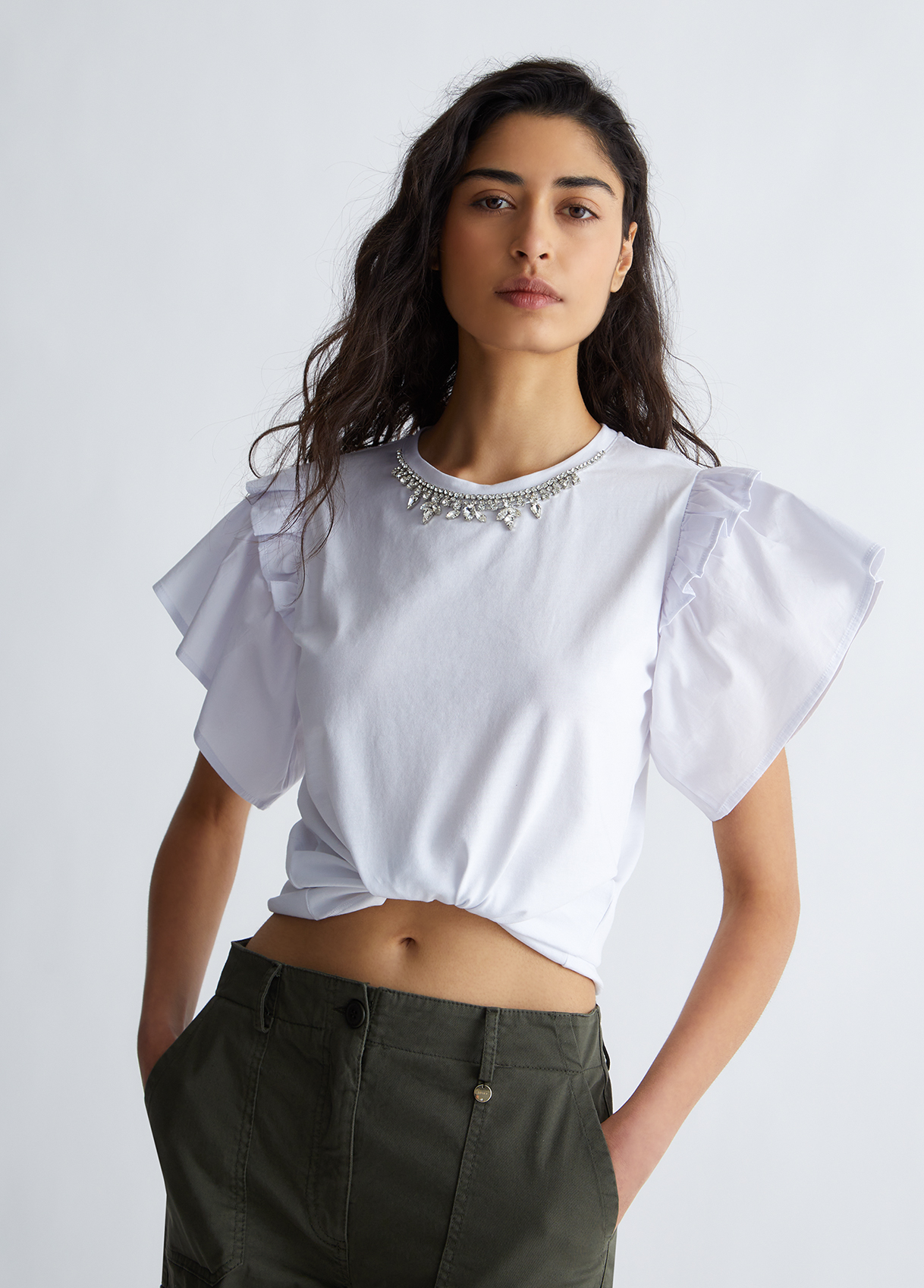 Liujo T-shirt Avec Broderies De Pierres