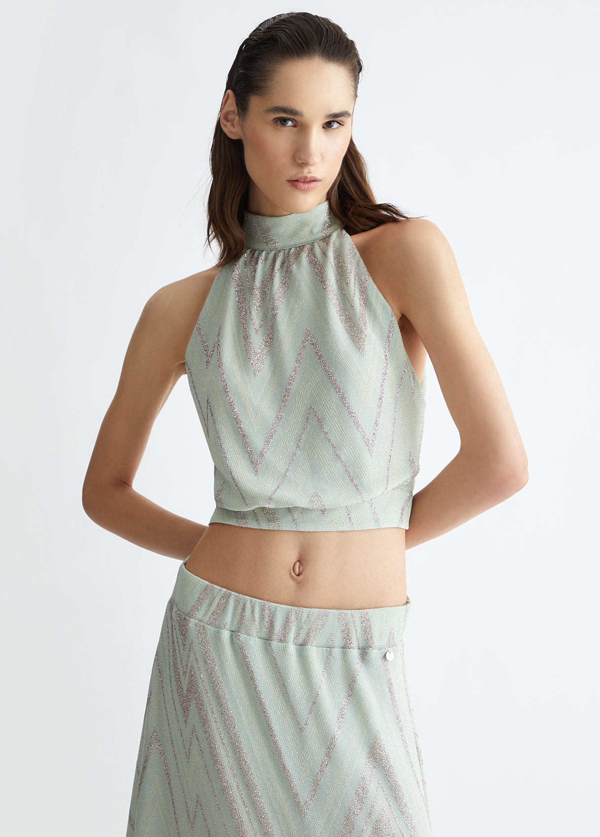 Chevron-Top mit Schleife Farbe Minze | Liu Jo