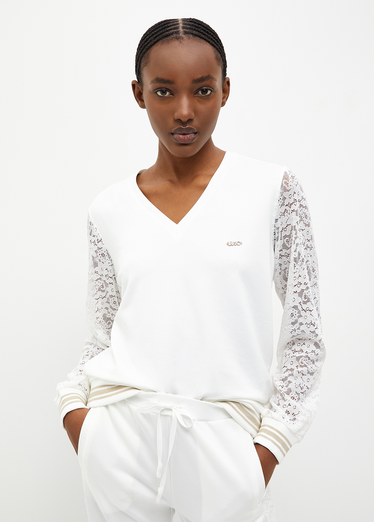 Liujo Sweat Avec Manches En Dentelle