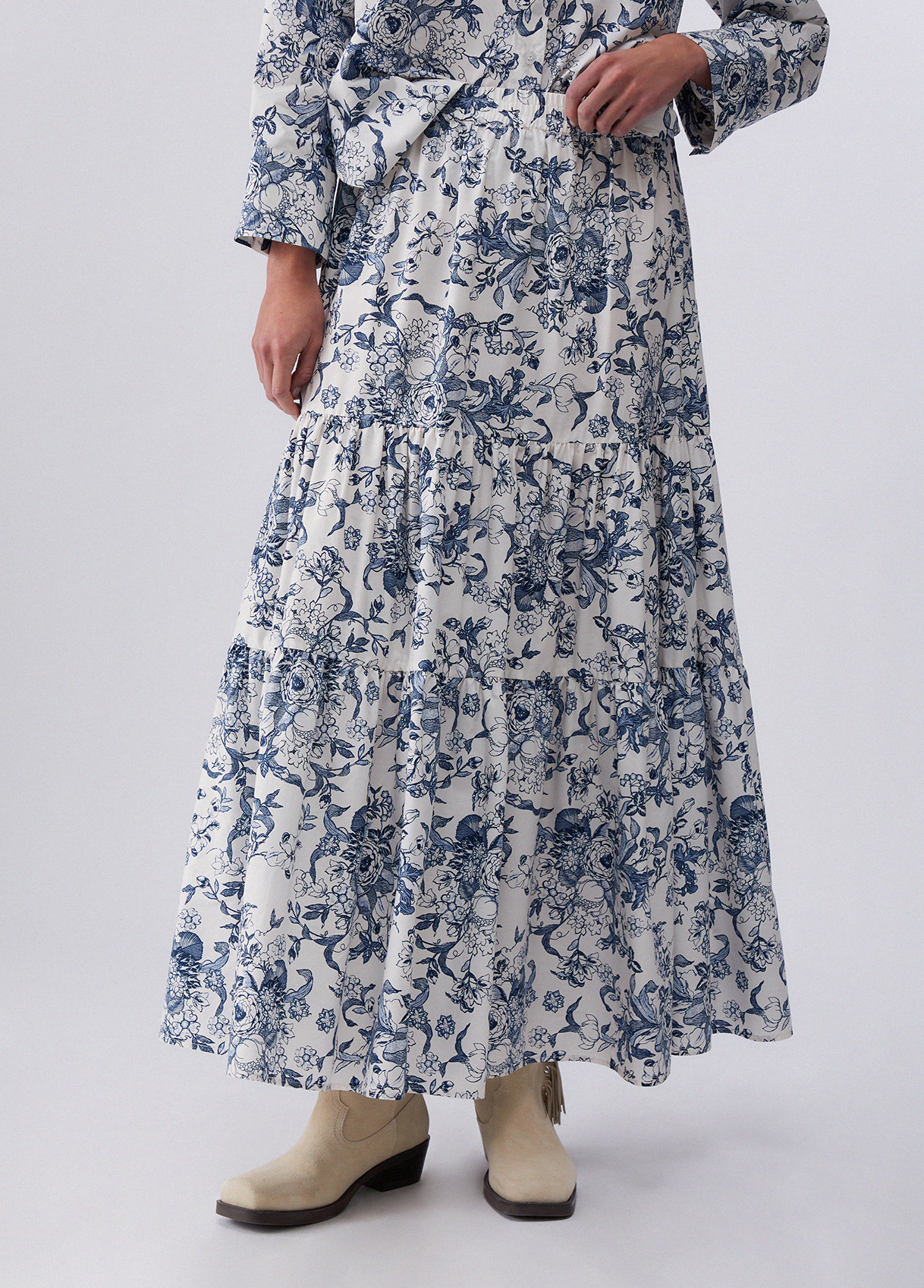 Liu Jo Long Printed Poplin Skirt