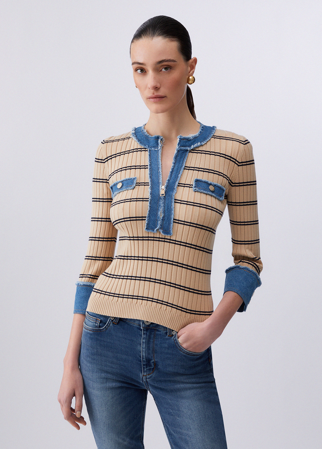 Liu Jo Jumper With Denim Inserts