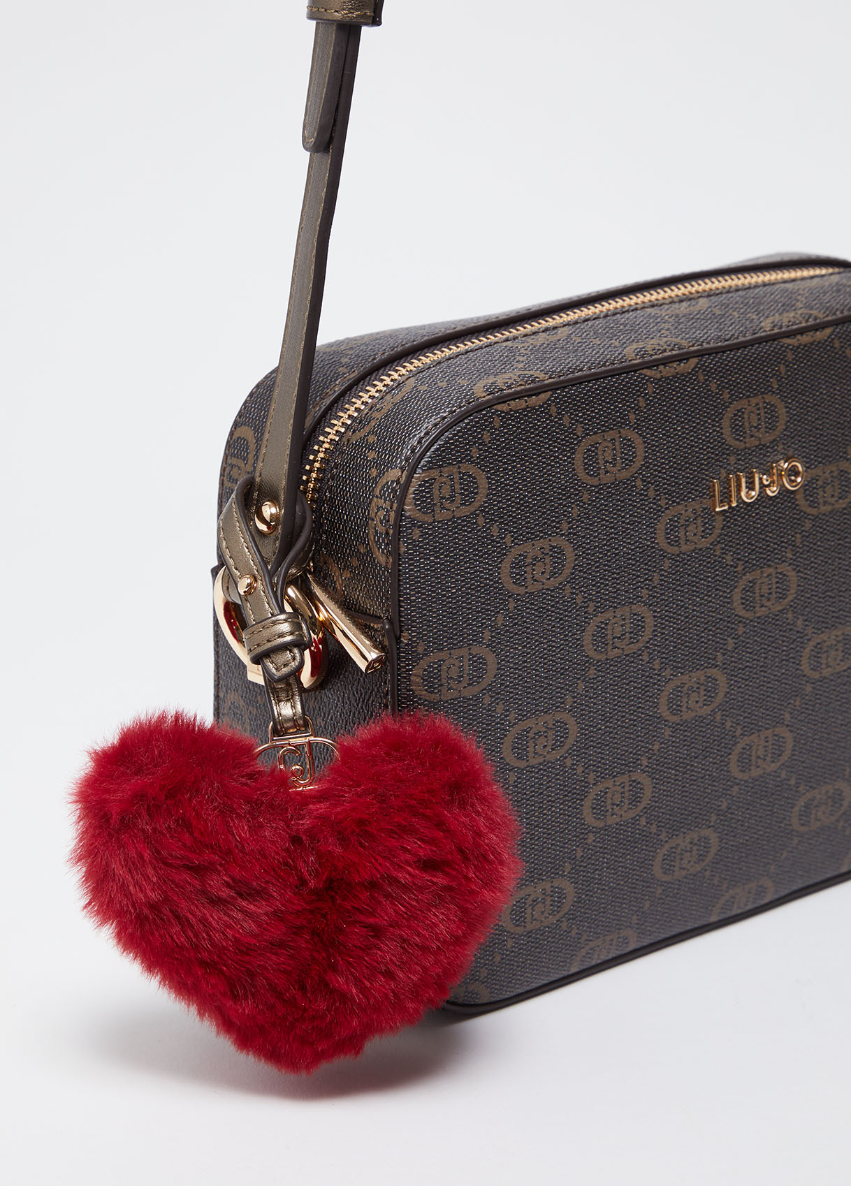 Crossbody bag with logo and charm colour mocha | Liu Jo