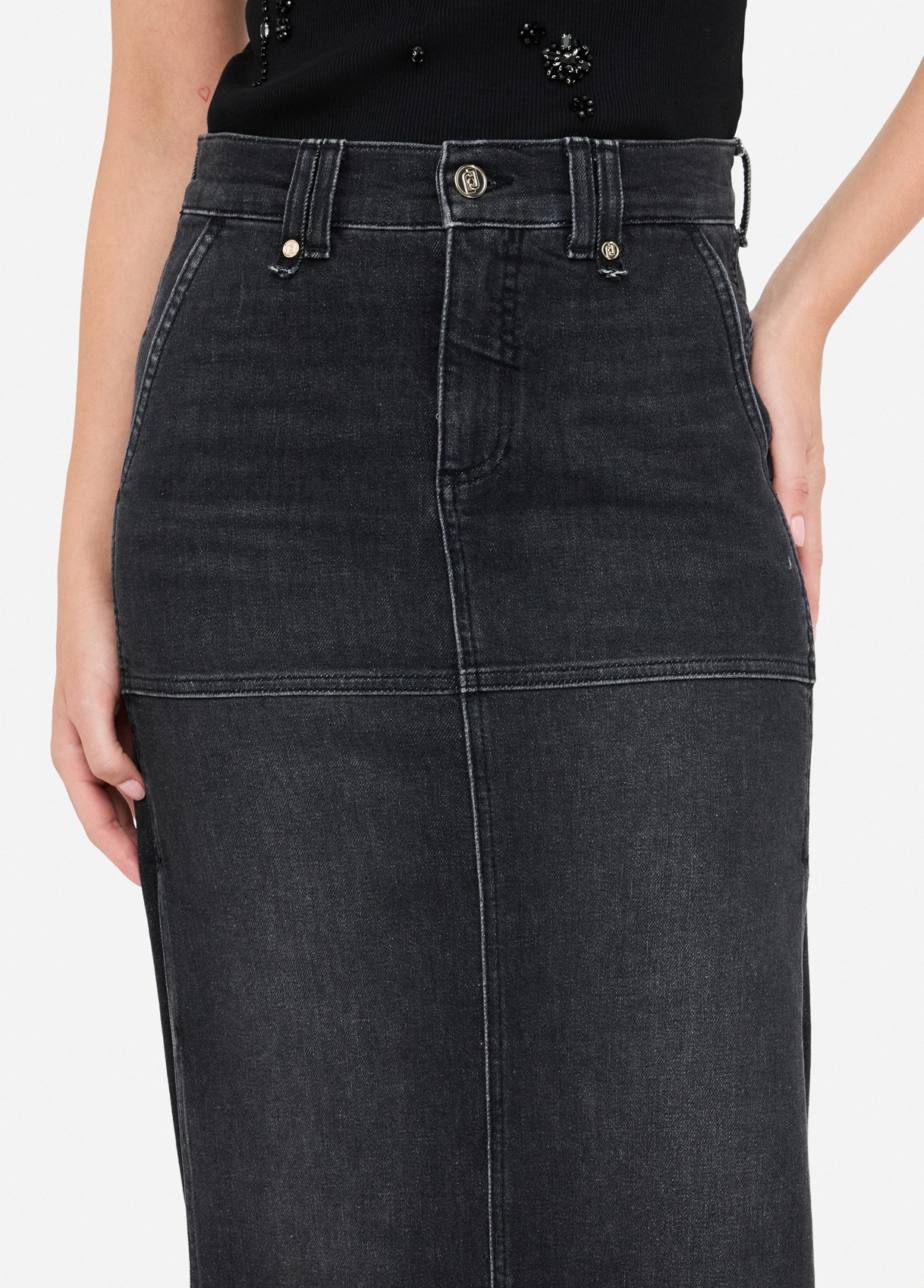 Denim skirt with slits colour black denim | Liu Jo